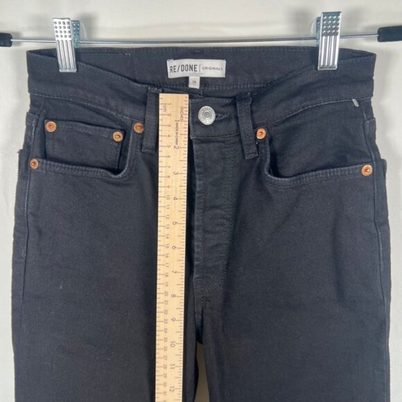 NWOT RE/DONE ORIGINALS Stove Pipe High Rise Raw Hem Jet Black SELF/CORP Jeans 26 - Picture 7 of 16